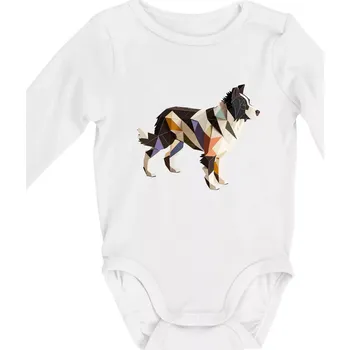 Kojenecký body Border colie slepená z papíru - Body kojenecké s dlouhým rukávem - Dlouhý r. do 3 měs ( Bílá )