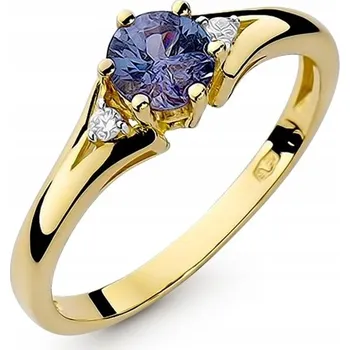 Prsten Zásnubní prstýnek ze zlata s kulatým safírem - Retro 585