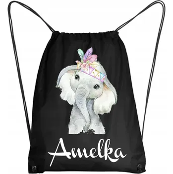 Školní batoh Školní Vak / Batoh na Tělocvik do Školky Školy Zvířátka Slon + JMÉNO