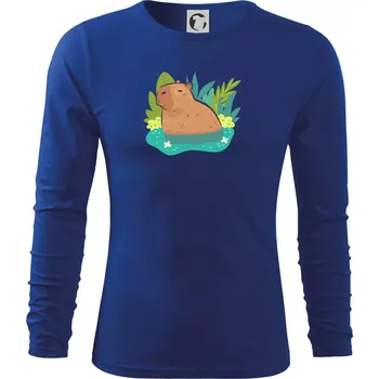 Pánská móda Kapybara ve vodě - Triko s dlouhým rukávem FIT-T long sleeve - S ( Královská modrá )