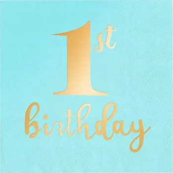 Papírový ubrousek Ubrousky MODRÉ k 1. NAROZENINÁM papírové 33x33cm