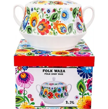 Váza Polévková mísa Folk Łowicz Łowica Velká 2,7 L Jídelní