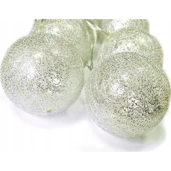 Vánoční dekorace SW61S STŘÍBRNÁ VÁNOČNÍ GIRLANDA SVÍTÍCÍ KOULE COTTON BALLS Jiná