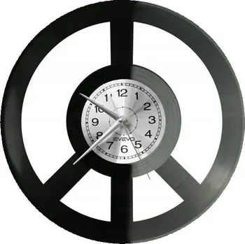 Hodiny SYMBOL MÍRU A LÁSKY PACIFISMUS HODINY NÁSTĚNNÉ VINYLOVÁ DESKA DÁREK SUVENÝR