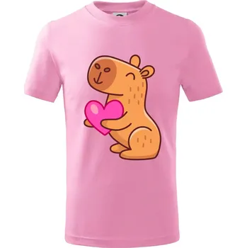 Zamilovaná kapybara - Tričko dětské bavlněné - 146 cm/10 let ( Růžová )
