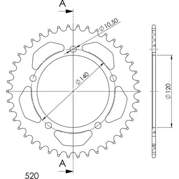 Řetězová sada pro motocykl Hliníková řetězová rozeta SUPERSPROX RAL-1793:42-BLK černý 42 zubů, 520