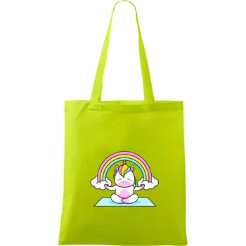 Nákupní taška Yoga jednorožec - duha - Taška bavlněná - 42 x 38 cm ( Limetková )