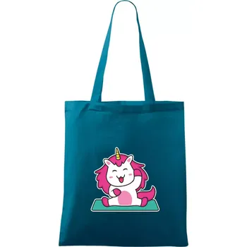 Nákupní taška Yoga veselý jednorožec - Taška bavlněná - 42 x 38 cm ( Petrolejová )