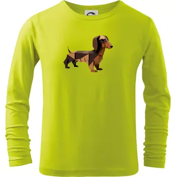 Chlapecké oblečení Jezevčík - slepený z papíru - Triko dětské Long Sleeve - 122 cm/6 let ( Limetková )