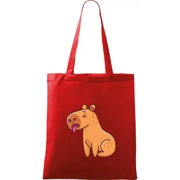 Nákupní taška Unavená kapybara - Taška bavlněná - 42 x 38 cm ( Červená )
