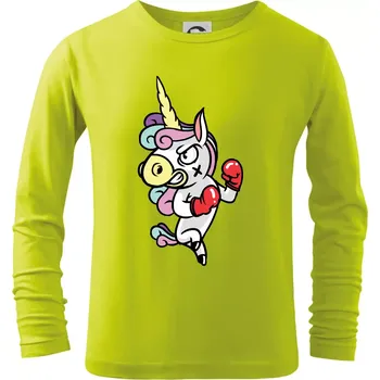 Dětská móda Jednorožec box - Triko dětské Long Sleeve - 122 cm/6 let ( Limetková )
