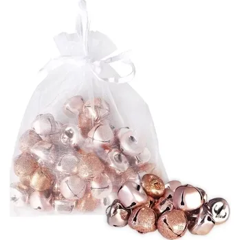 Vánoční dekorace Rolničky kov 40ks/1,5cm růžové zlato