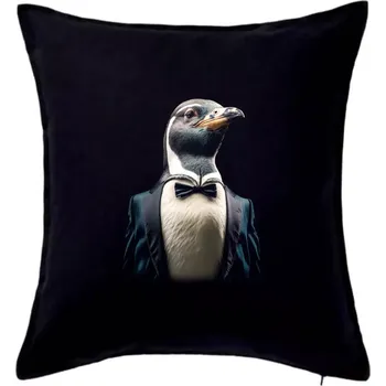 Polštář Tučňák v obleku - Polštář 50x50 - 50x50 - Pouze potah ( Černá )