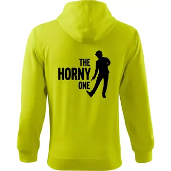 Pánská mikina Bachelor party - The horny one - Mikina s kapucí na zip trendy zipper - XL ( Limetková )