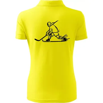 Kreslený hokejista tučnou fixou - Polokošile dámská Pique Polo - L ( Citrónová )