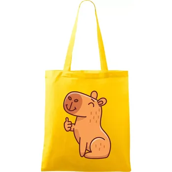 Nákupní taška Kapybara s palcem nahoru - Taška bavlněná - 42 x 38 cm ( Žlutá )