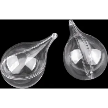 Vánoční dekorace Plastová krabička dvoudílná - zvonek, stromeček, kapka, hvězda Varianta: 3 transparent baňka, Balení: 12 ks