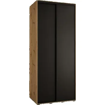 Šatní skříň Šatní skříň s posuvnými dveřmi DAVOS 100cm | DUB Artisan / černá / černé pojezdy