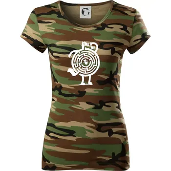 Dámské tričko Kočka a myš bludiště - Dámské maskáčové triko - XS ( Hnědý maskáč )