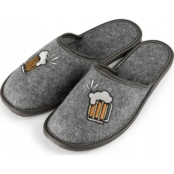Pánské pantofle Pohodlné šedé domácí Papuče , pánské Nazouváky vel. 42 Pivní Sklenice