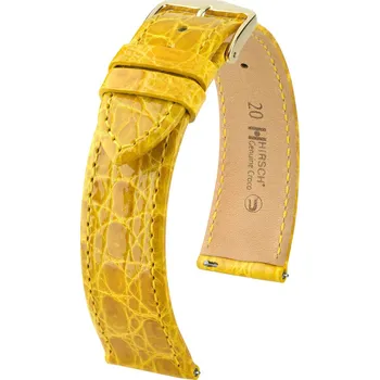 Módní doplněk Kožený řemínek Hirsch Genuine Croco L 18920872-7, žlutý, krokodýlí kůže, délka L, Quick Release - 20 mm