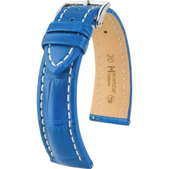 Řemínek na hodinky Kožený řemínek Hirsch Capitano L 04807085-2, modrý, aligátoří kůže, délka L, Quick Release - 20 mm