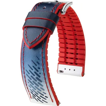 Módní doplněk Kožený řemínek Hirsch Soccer L 0922002080-2, modrý, teletina, délka L, Quick Release - 22 mm