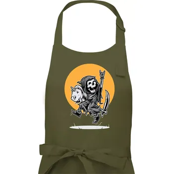 Kuchyňská zástěra Jednorozeč vs. smrtka - Dámská zástěra na vaření - Univerzální velikost ( Khaki )