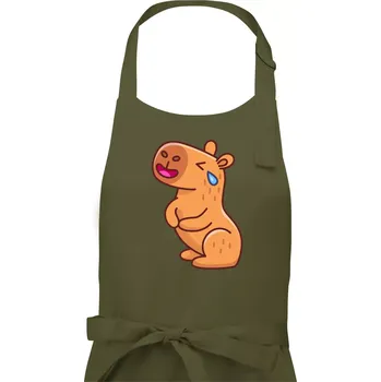 Kuchyňská zástěra Smutná kapybara - Pánská zástěra na vaření - Univerzální velikost ( Khaki )