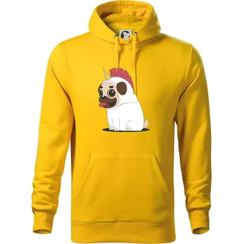 Pánská mikina Mops a jednorožec - Mikina pánská Cape s kapucí - 3XL ( Žlutá )
