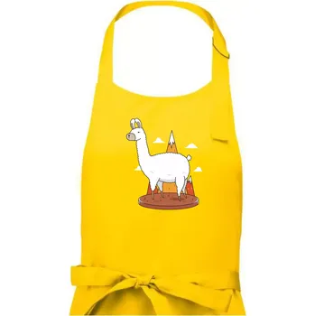 Kuchyňská zástěra Alpaka kreslená - Dámská zástěra na vaření - Univerzální velikost ( Žlutá )