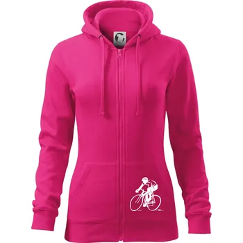 Dámská mikina Silniční cyklista - Dámská mikina trendy zipper s kapucí - XS ( Purpurová )