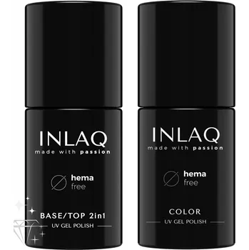 Lak na nehty Hybridní lak Latteo 6 ml + Hybridní báze a top 2v1 6 ml INLAQ Sada