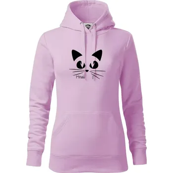 Dámská mikina Kočka mňau - Mikina dámská Cape s kapucí - S ( Orchid )