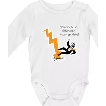 Kojenecký body Nedotýkejte se elektrikáře na zem spadlého - Body kojenecké s dlouhým rukávem - Dlouhý r. do 3 měs ( Bílá )