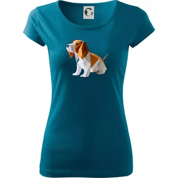 Dámské tričko Bígl slepený z papíru - Dámské triko Pure - XS ( Petrolejová )