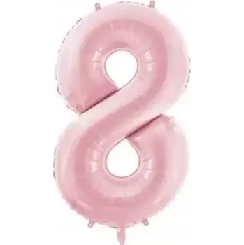 Balónek Fóliový balónek "Číslice 8", růžový matný, PartyDeco, 86 cm (34"), DGT