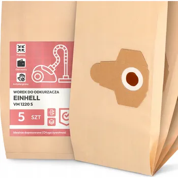Sáček do vysavače 5x SÁČEK do VYSAVAČE Einhell VM 1220 S PAPÍROVÝ 2-vrstvý Velký SÁČKY 2A