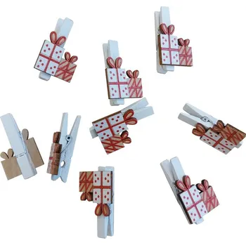 Vánoční dekorace Kolíčky dárečky červené 9ks 3001824