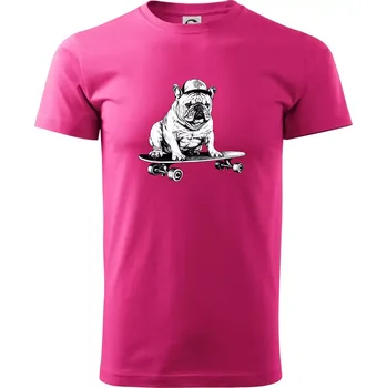 Černobílý buldok na skateboardu - Klasické pánské triko vyšší gramáže - S ( Purpurová )