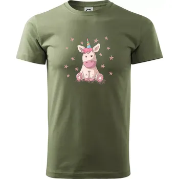 Pánské tričko Jednorožec miminko - Klasické pánské triko vyšší gramáže - XS ( Khaki )