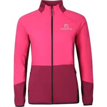 Dámská mikina PROGRESS TARJA – dámská hybridní mikina z merino vlny, odolný nylon, reflexní prvky fuchsie/ostružina XL