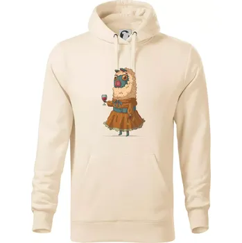 Pánská mikina Alpaka s vínem žena - Mikina pánská Cape s kapucí - 4XL ( Mandlová )