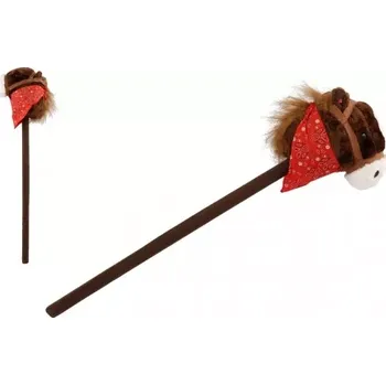 plyšák Kůň na tyči plyš 80cm na baterie se zvukem Teddies hnědý v sáčku
