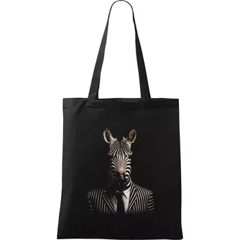 Nákupní taška Zebra v obleku - Taška bavlněná - 42 x 38 cm ( Černá )