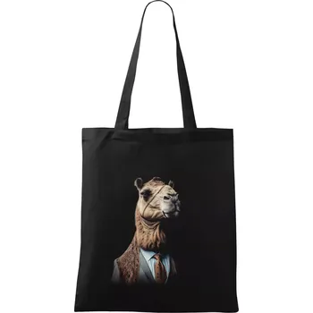 Nákupní taška Velbloud v obleku - Taška bavlněná - 42 x 38 cm ( Černá )