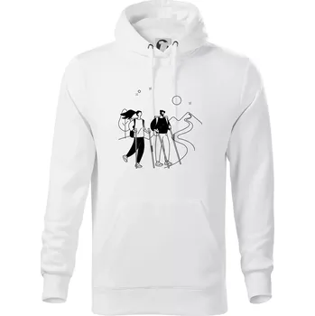 Pánská mikina Kreslený pár na výletě - Mikina pánská Cape s kapucí - 5XL ( Bílá )