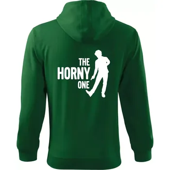 Pánská mikina Bachelor party - The horny one - Mikina s kapucí na zip trendy zipper - S ( Lahvově zelená )