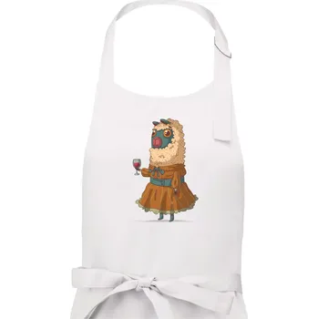 Kuchyňská zástěra Alpaka s vínem žena - Pánská zástěra na vaření - Univerzální velikost ( Bílá )