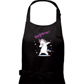 Kuchyňská zástěra Jednorožec Opiješ mě? - Dámská zástěra na vaření - Univerzální velikost ( Černá )